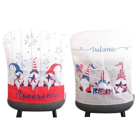 2pcs Set Cartoon Daily Chair Back Cover Creative Design Print Chair Backrest Covers Festival Holiday Decor (printed white&red mixed in one pack)