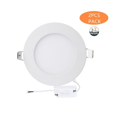 XBW - 2pcs 6" Dimmable LED Panel Light, 12W Ultra Thin Round Light, 5000K White, 960 Lumens, LED Recessed Ceiling Light, 220V