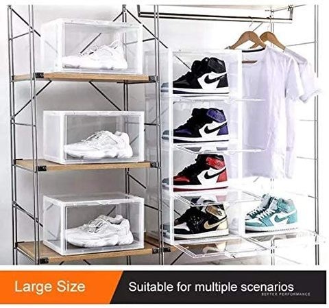 Lash High Quality Stackable Collapsible Shoe Storage Organizer Box Large Capacity Shoe Storage Box Single Side Open Box - Clear