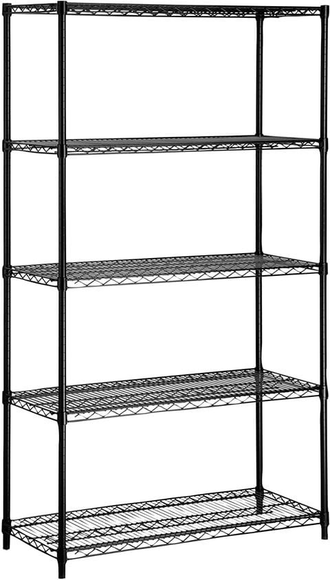 Double Layer 5-Tier Wire Metal Storage Rack Black 158x60x35 cms