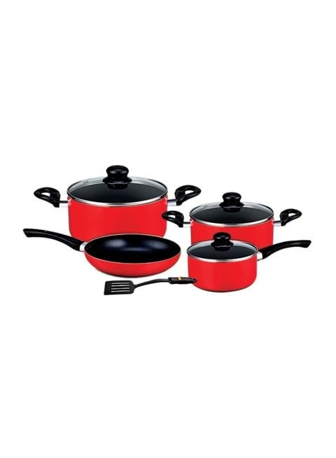 Royalford 8-Piece Non-Stick Cookware Set-Red