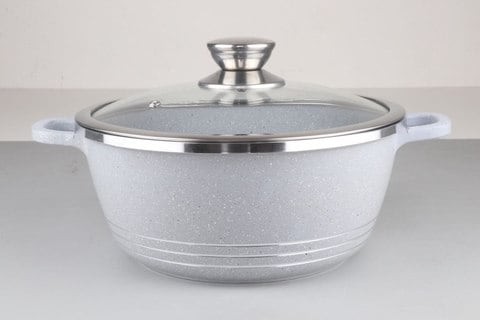 Granite cooking pot with glass lid 24 cm