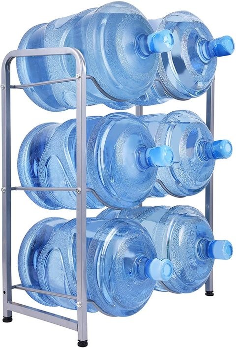 Tongle Water Cooler Rack 6 Bottles Water Bottle Storage Rack 3 Layers Silver