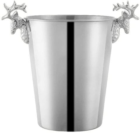 Aiwanto 2L Silver Ice Bucket Ice Cube Bucket for Parties With Handle Champagne Bucket Deer Head Design Ice Cube Bucket