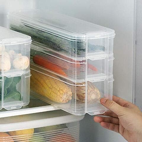 Aiwanto 4 Pack 3 Layer Storage Box Fridge Storage Containers Vegetables Egg Storage Box Bins Kitchen Cabinet Organizer