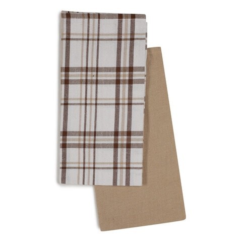 Plain Beige & White Checks kitchen towel