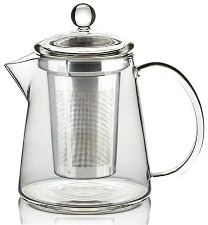 Generic Borosilicate Glass Teapot with Strainer and Stainless Steel Lid, Conical Shape, 550ml Capacity