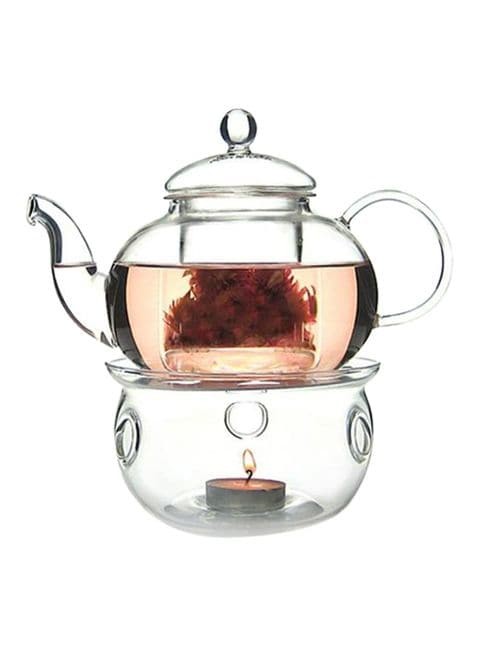 600ml Glass Teapot with Burner Set, Clear 30x30x30 cms