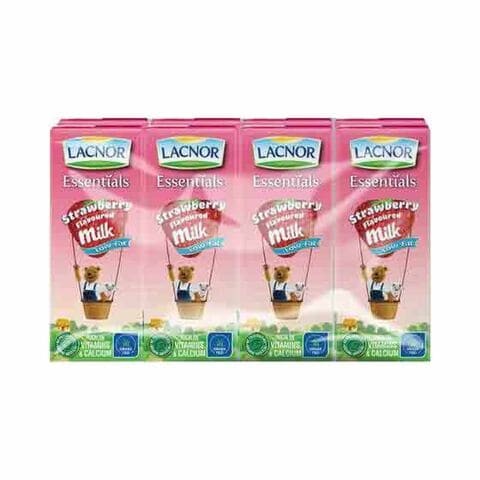 Lacnor Low Fat Milk With Strawberry 180 ml x 8 Bottles