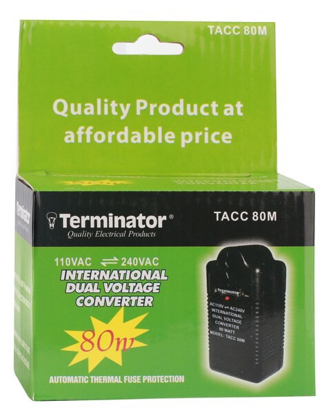 Terminator Brand Voltage Converter Ac/Ac 80W With 2RP Plug