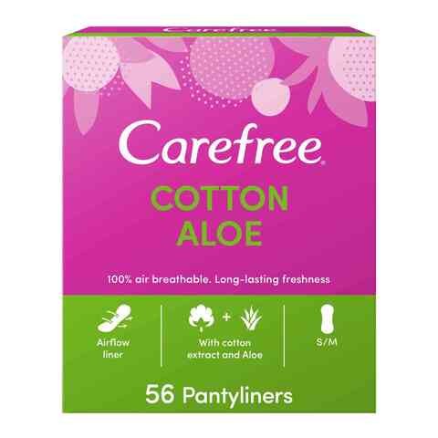 Carefree Daily Sanitary Pads Regular Size With Aloe , Pack Of 56