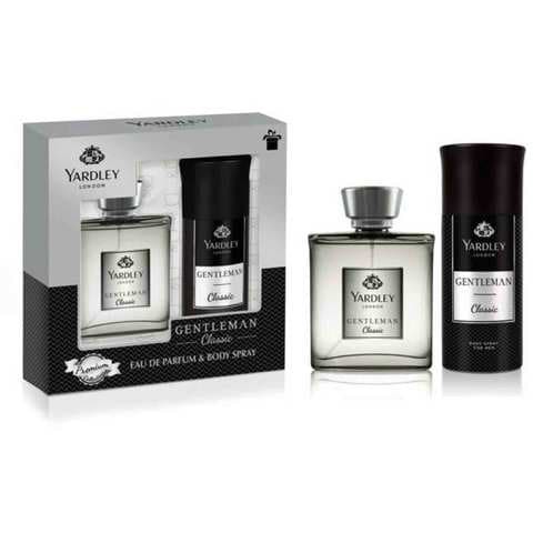 Yardley Gentleman Classic Perfume Gift Perfume For Men, Citrus Black, Hot & Peppery 100ml + Body Spray 150ml