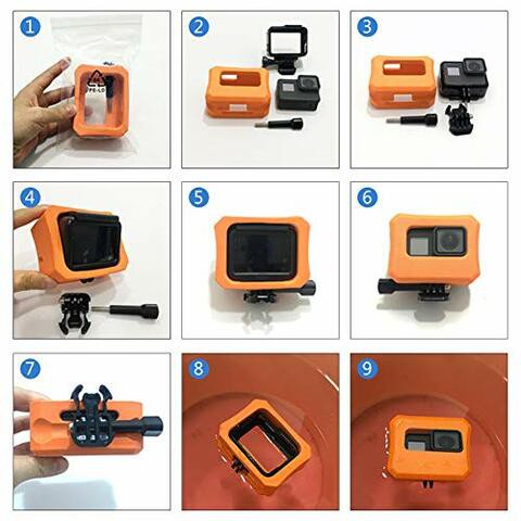 Floaty for GoPro Hero 7, Hero 6, Hero 5 Cameras, Orange Floating Case for GoPro Floater Accessories with Screw Use for Water Sports Swimming Diving