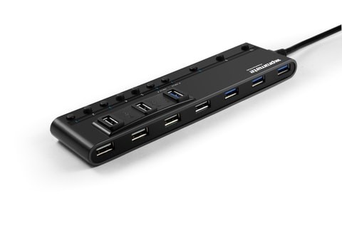 Promate USB Hub, High-Performance Ultra Slim 10 Port USB HUB with 4-Port USB 3.0, 6-Port USB 2.0 with Individual Power Switch and LEDs for Mac, Windows, Linux System PC, MasterHub