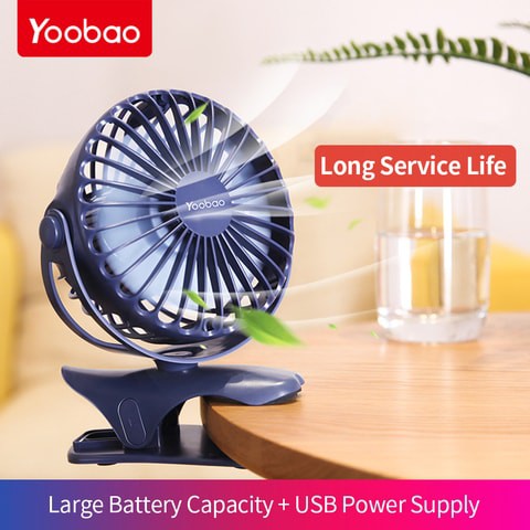 Generic-Yoobao Y-F04 USB Fan Rechargeable Handheld Mini Fan Clip Desktop 4-level Small Fans Electrical Fan Blue 6400mAh