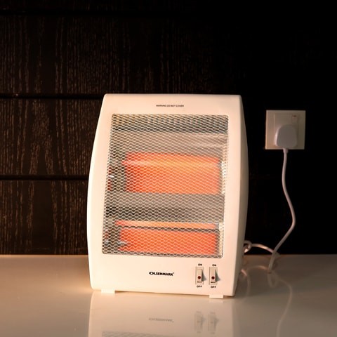 Olsenmark Quartz Heater - Portable Upright Electric Heater With 2 Heat Settings 400W/600W, Safety Tip Over Switch - Ideal For Home Office Caravans And Garages, 2 Years Warranty