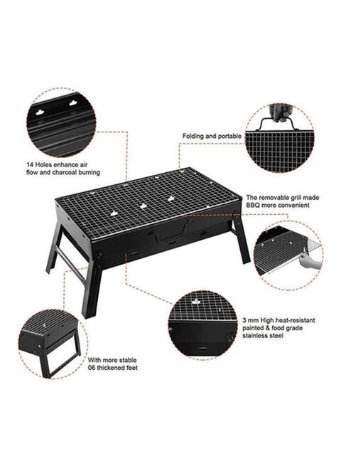 Generic Portable BBQ Charcoal Grill Black 35x27x20cm