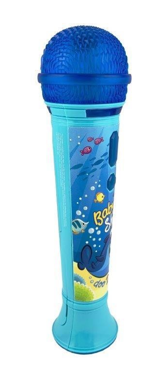 KIDdesigns Baby Shark Sing Along Karaoke Microphone for Kids, Built in Music LED Flashing Lights Pretend Mic, Toys for Kids Portable Karaoke Machine, Connects MP3 Player Audio Device w/ Play Button