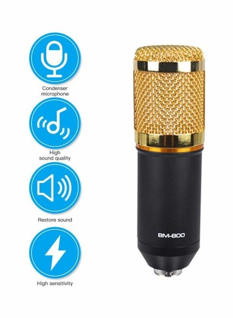 Generic Condenser Microphone With Accessories Set Bm-800 Black/Gold