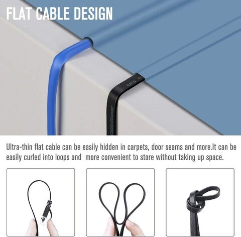 Cat 6 Ethernet Cable 3M (6 Pack) Flat Internet Network Cables - Cat6 Ethernet Patch Cable Short - Black Computer LAN Cable with Snagless RJ45 Connectors