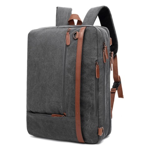 Coolbell - Convertible Backpack  Canvas Business Laptop Briefcase - Grey 15.6&quot;