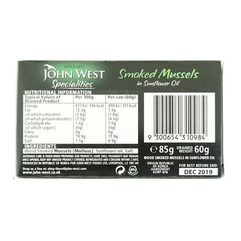 John West Smoked Mussels in Sunflower Oil 85g