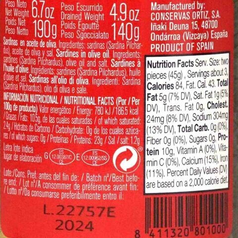 Ortiz Sardines In Olive Oil 190g