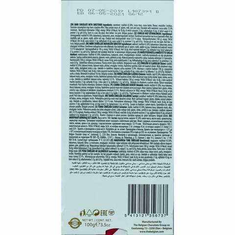 Belgian No Sugar Added Dark Chocolate 100g