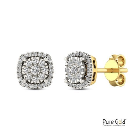 18k ILLUSION DIAMOND EARRING 0.3 CTS-Yellow Gold