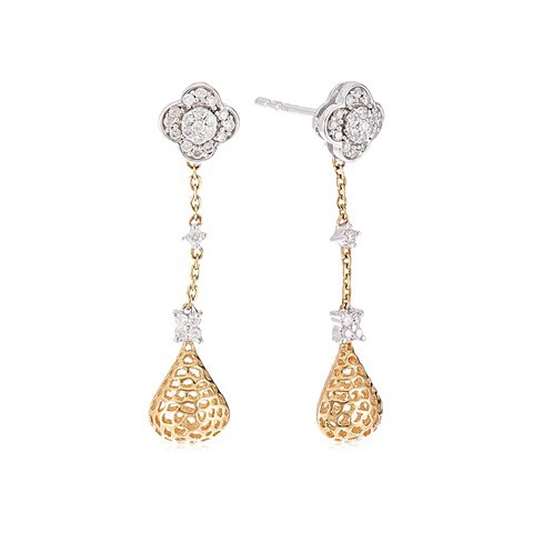 18k ILLUSION DIAMOND EARRING 0.22 CTS-Yellow Gold