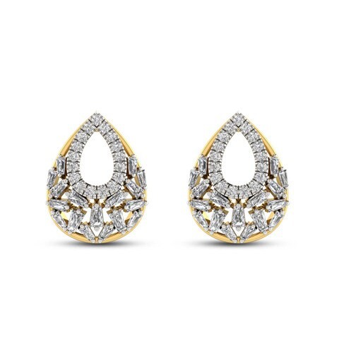 18k ILLUSION DIAMOND EARRING 0.42 CTS-Yellow Gold