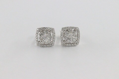 18k ILLUSION DIAMOND EARRING 0.3 CTS-Yellow Gold