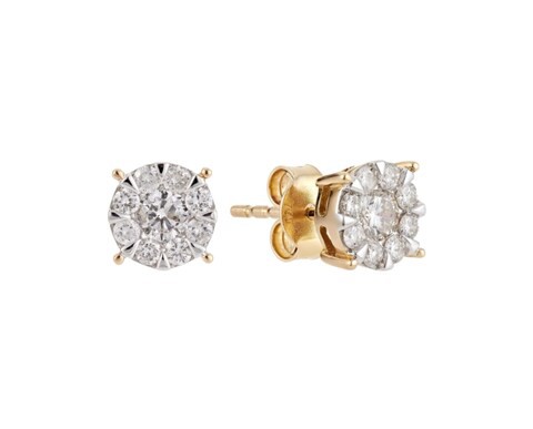 18k ILLUSION DIAMOND EARRING 0.65 CTS-Yellow Gold