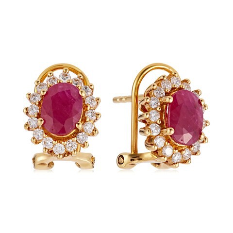 18k DIANA RUBY EARRING 0.5 CTS-Yellow Gold