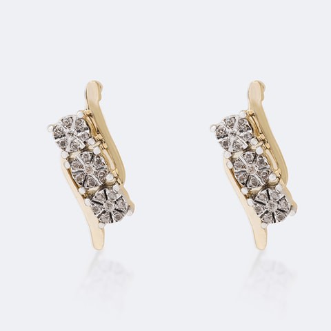 18k NAPOLI DIAMOND EARRING 0.14 CTS-Yellow Gold