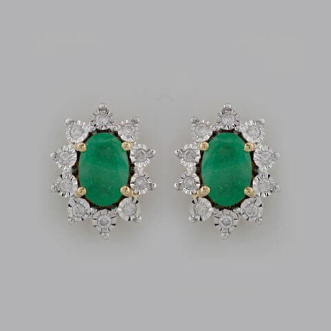 18k DIANA EMERALD EARRING 0.13 CTS-Yellow Gold