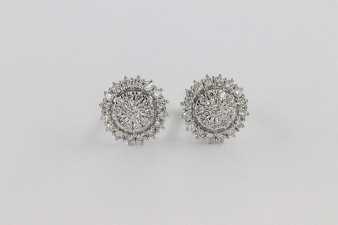 18k ILLUSION DIAMOND EARRING 0.45 CTS-Yellow Gold