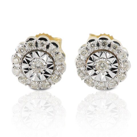 18k ILLUSION DIAMOND EARRING 0.26 CTS-White Gold