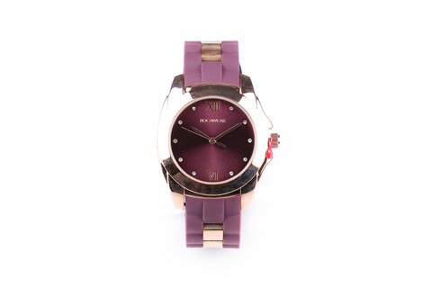 Rocawear Classic Ladies Purple Silicone Watch Bangle Set-829080