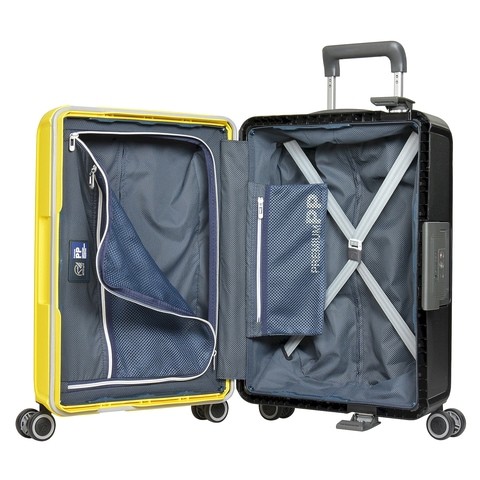 Eminent Brand Hardsided PP Small Cabin Size 53 Centimeter (20 Inch) 4 Twin-Wheel Spinner Luggage Trolley in Yellow with Black Color B0006M-20_YEL