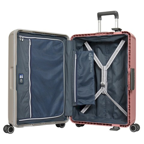 Eminent Brand Hardsided PP Small Check-in Size 66 Centimeter (26 Inch) 4 Twin-Wheel Spinner Luggage Trolley in Grey with Pink Color B0006M-26_GRY