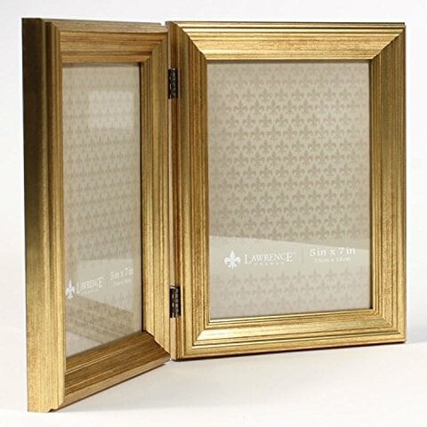 Lawrence Frames 5x7 Hinged Double Sutter Burnished Gold Picture Frame