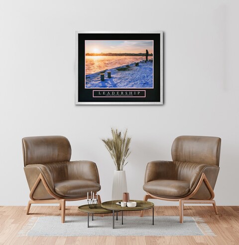 Motivational Posters with Aluminum Frame 60cm x 50cm (LEADERSHIP - FISHERMAN WITH SUNRISE)