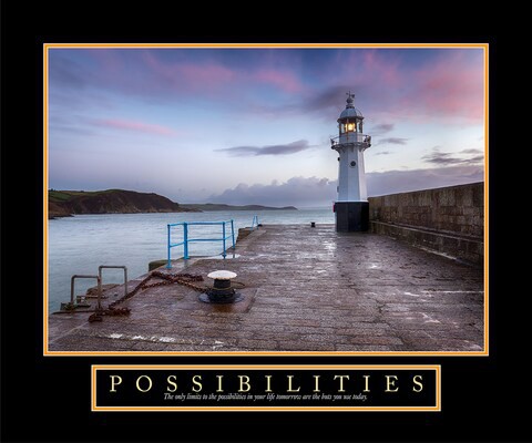 Motivational Posters with Aluminum Frame 60cm x 50cm (POSSIBILITIES - LIGHTHOUSE)