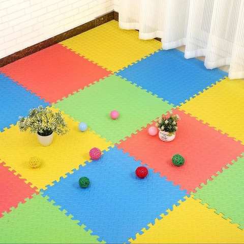 Rainbow Toys Yellow Foam Exercise Mat Puzzle Game Pad Non- Slip Stitch Interlock EVA Mat size: 100x100x2.5cm