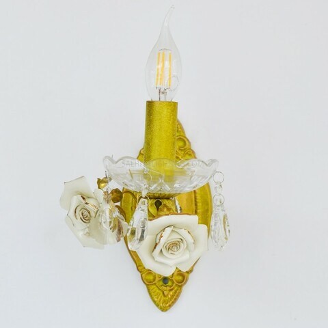 Indoor Flower Candle Wall Light W0895/1 - Gold