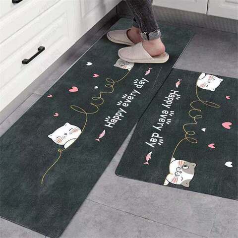 Kitchen Mats Kitchen Rugs Bedroom Carpets Set Absorbent Thick Non-slip Washable, Area Rugs for Kitchen Floor Indoor Outdoor Entry(40x 60cm and 40x120cm)- 2PCS