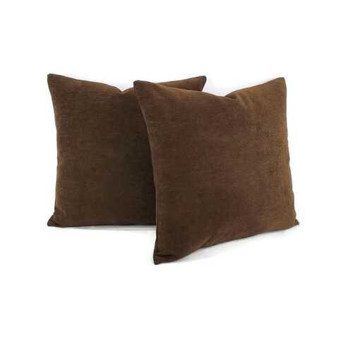 Decorative Velvet Zippered Throw Pillow Covers With Pillow Insert for Sofa Couch Bed, CAN, Set Of 2, Luxury Soft Cushion Cases With Pillow Insert (45x45 cm, Brown)