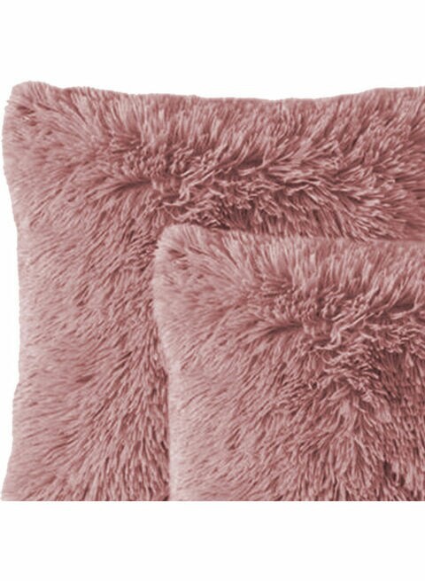 Luxe Decora 2-Piece Decorative Fur Cushion Set Rose 65x65cm