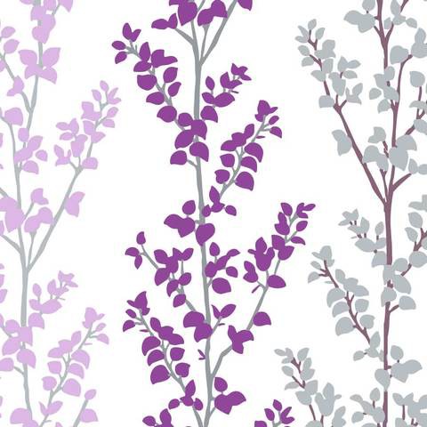 Branches Plum  Blackout Roller Blinds W: 150cm H: 200cm